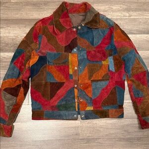 VINTAGE BadLeather Mens Sz 44 Multicolor Patchwork Leather Jacket